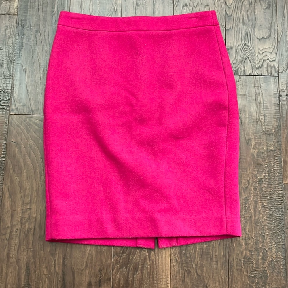 J Crew Factory hot pink wool pencil skirt